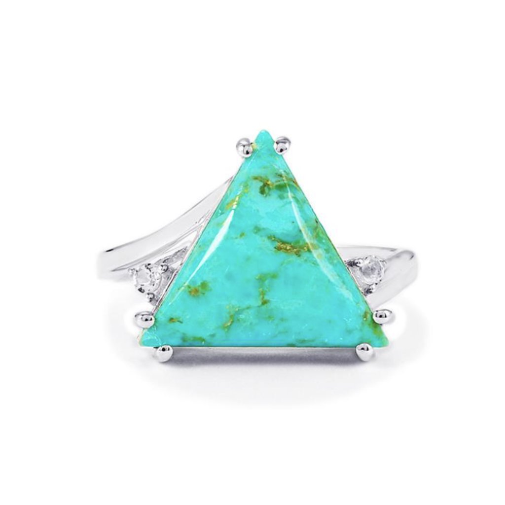Cochise Turquoise Ring With White Topaz In Sterling Silver 5.53cts Sz 8 Nwot